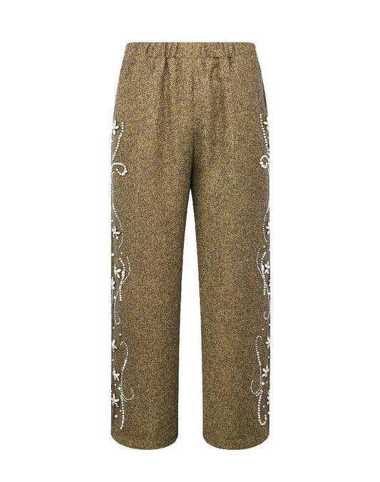 Birth Of A Royal Child Diamond Embellished Sweatpants "Green"