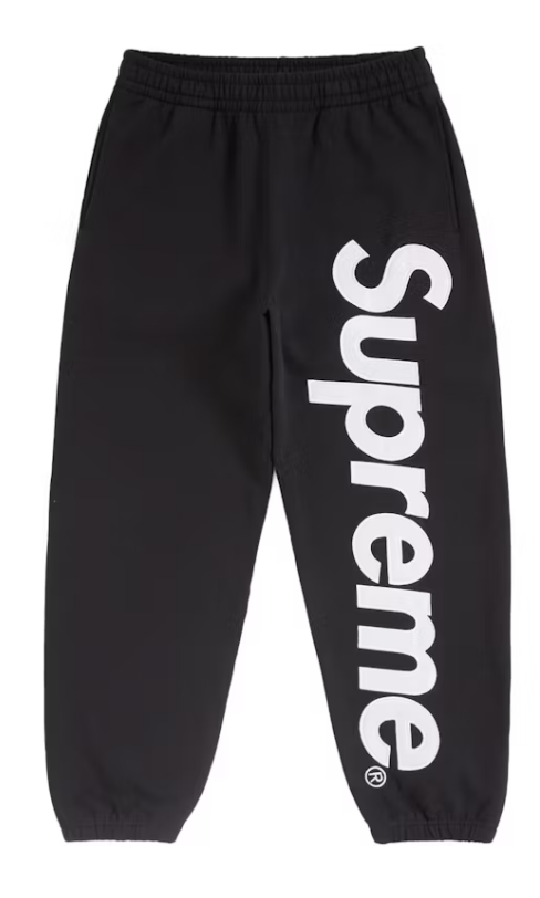 Supreme Satin Appliqué Sweatpants "Black"