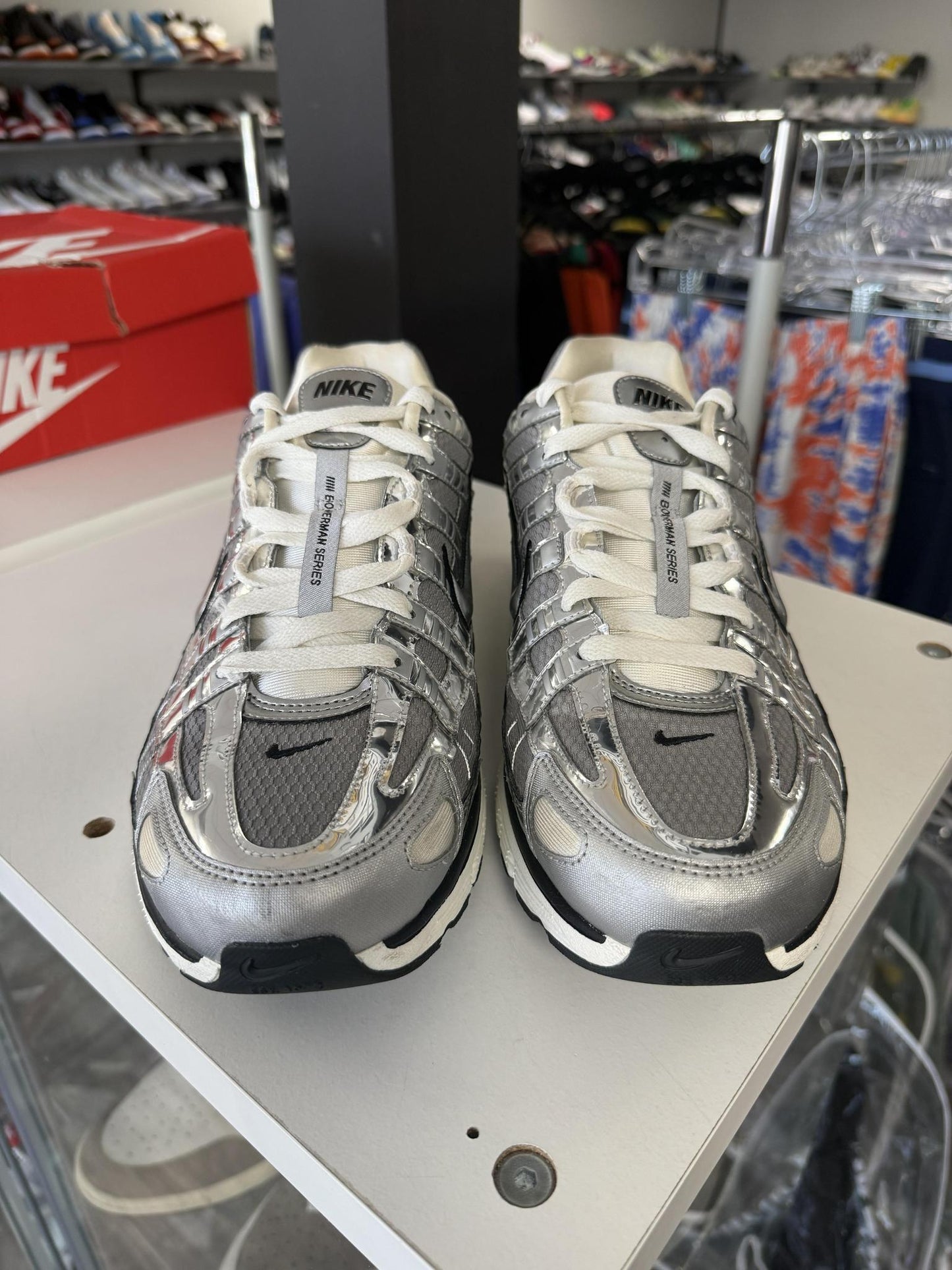 Nike P-6000 "Metallic Flat Silver" Used Size 12