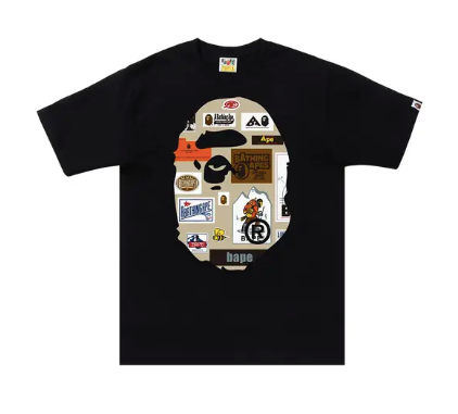 Bape Tee Big Ape Head Tee "Multi Logo Black"