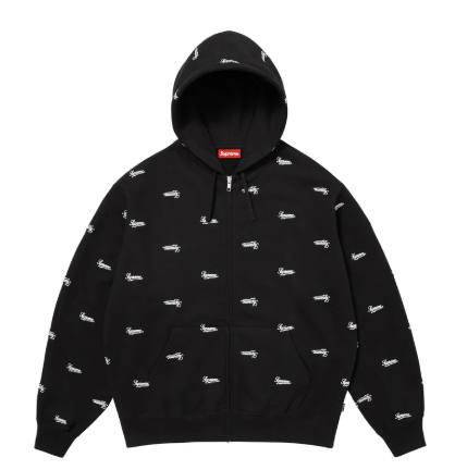 Supreme Repeat Script Zip Up "Black"