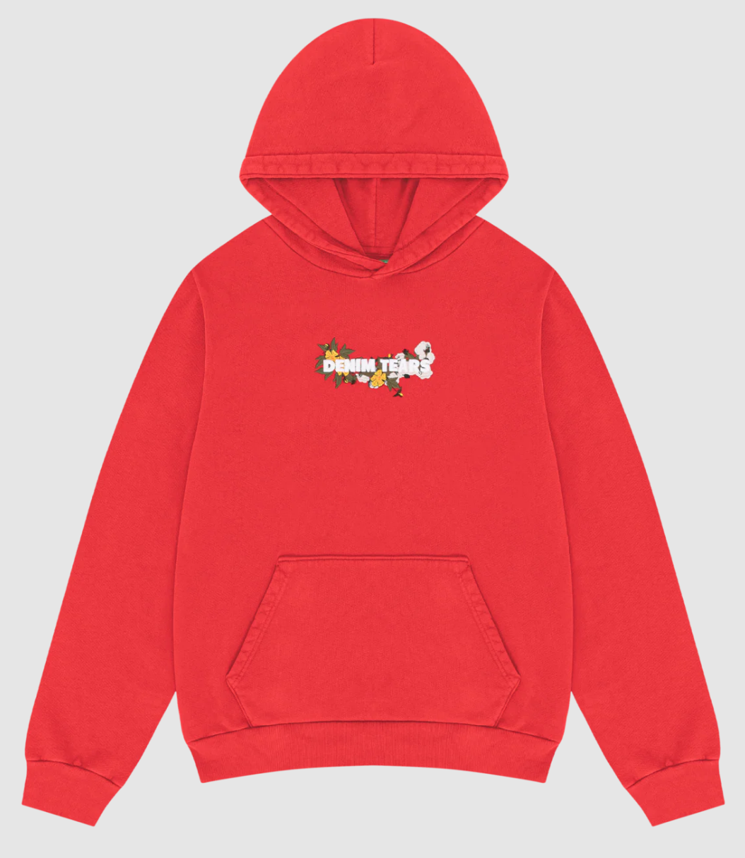 Denim Tears Embroidered Logo Hoodie "Red"