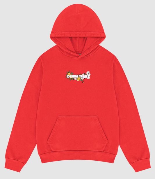 Denim Tears Embroidered Logo Hoodie "Red"
