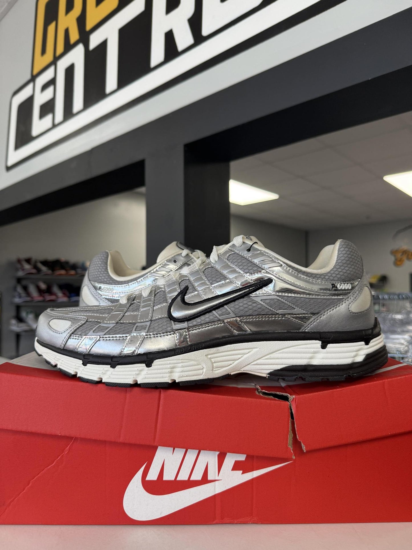 Nike P-6000 "Metallic Flat Silver" Used Size 12