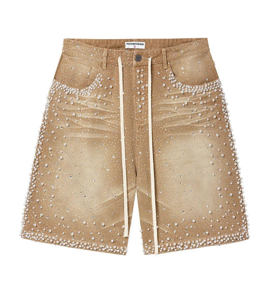 Vale Rainstorm Jean Shorts "Brown/Beige"