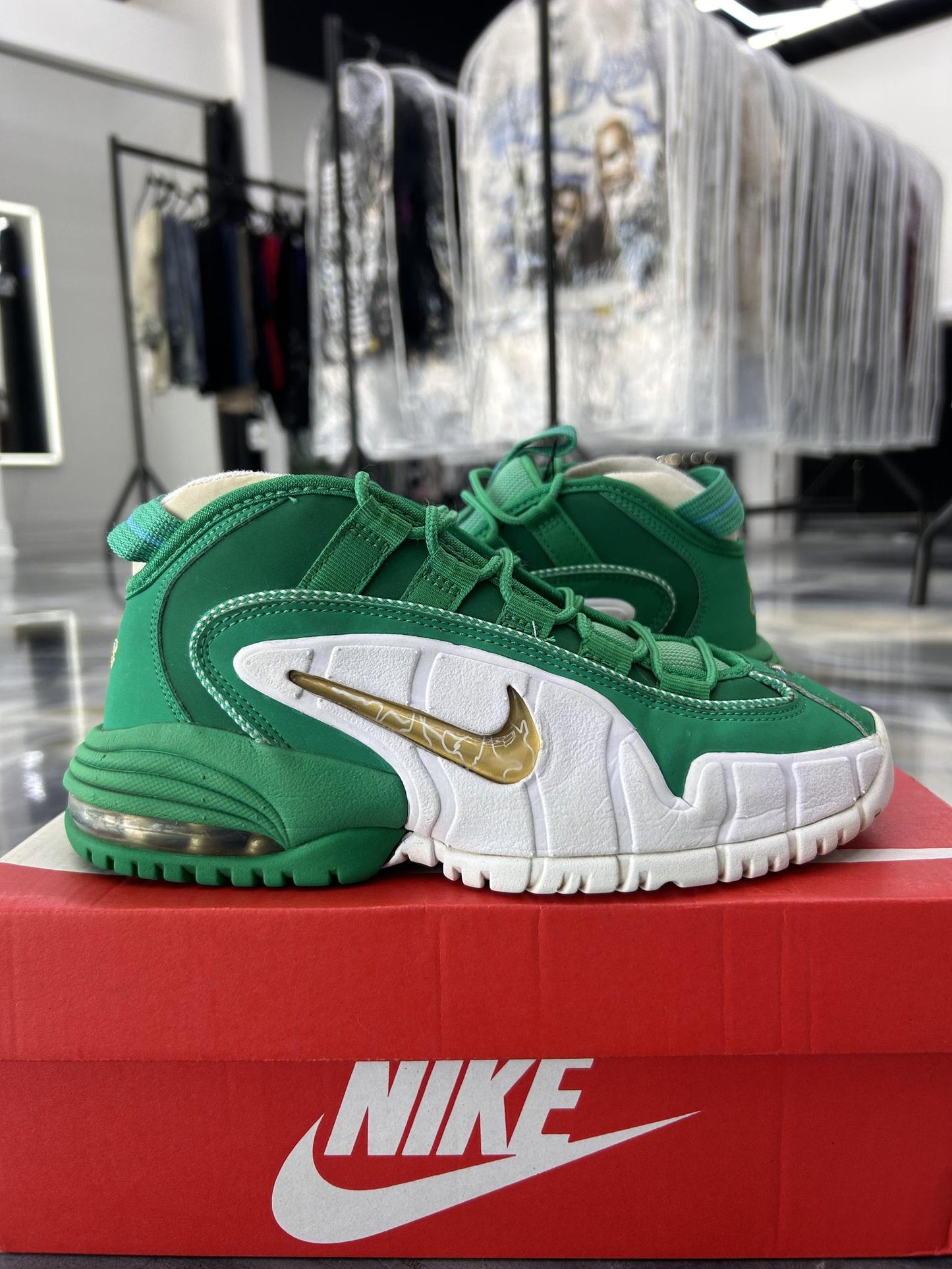 Nike Air Penny "Green Gold" Used Size 4Y/5.5W