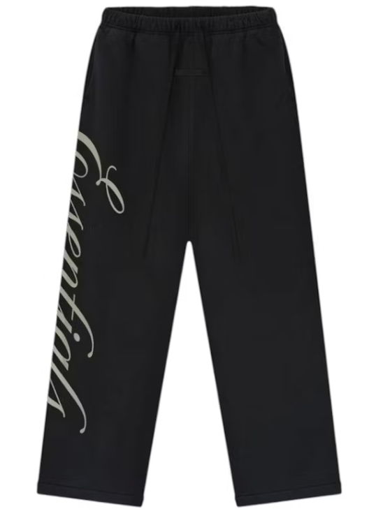Fear of God "ESSENTIALS" Vintage Black Script Sweatpants
