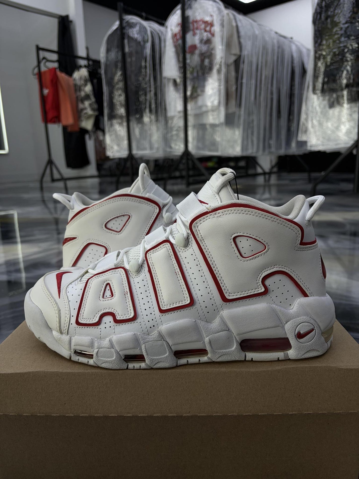 Nike Air Uptempo "White Red" Used Size 10.5