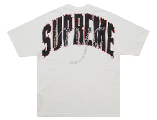 Supreme Rhinestone Script Top "White"