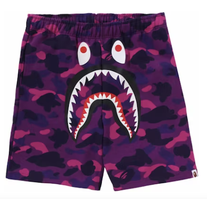 A Bathing Ape Camo Shark Shorts "Purple"