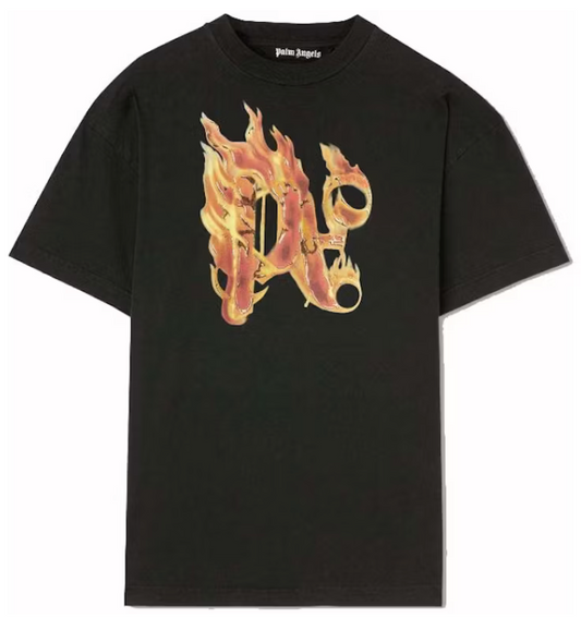Palm Angels Burning Monogram Tee "Black"