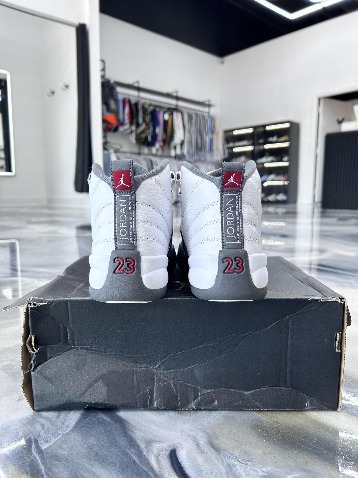 Jordan 12 "White Dark Grey" Used Size 5.5Y/7W