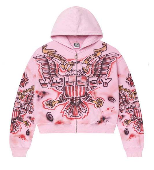 Vale Eagle Flag Zip Up Hoodie "Pink"