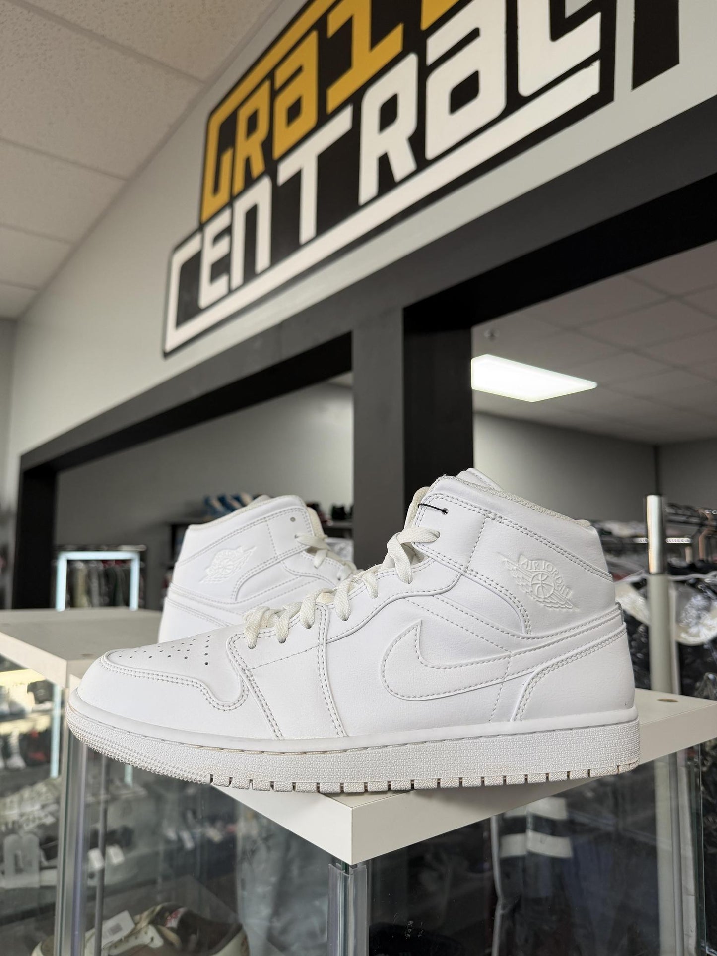 Jordan 1 Mid "Triple White" Used Size 12