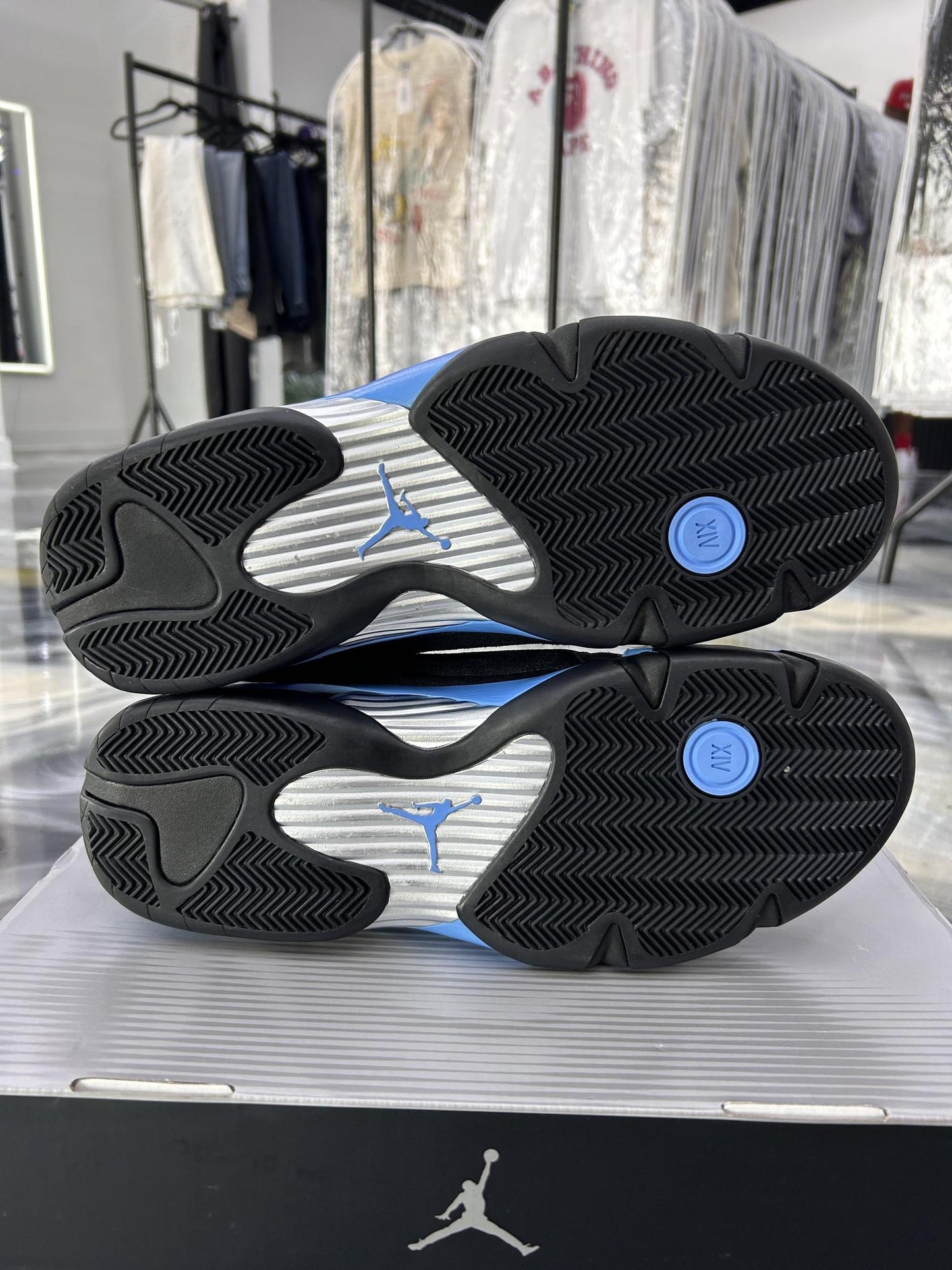 Jordan 14 "Black University Blue" Used Size 14