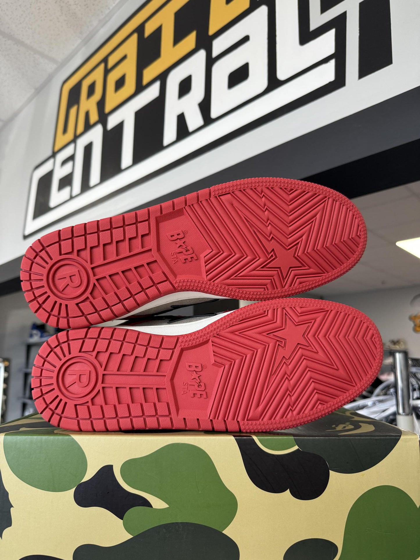 Bape Sk8 Sta "Red Grey" Used Size 12