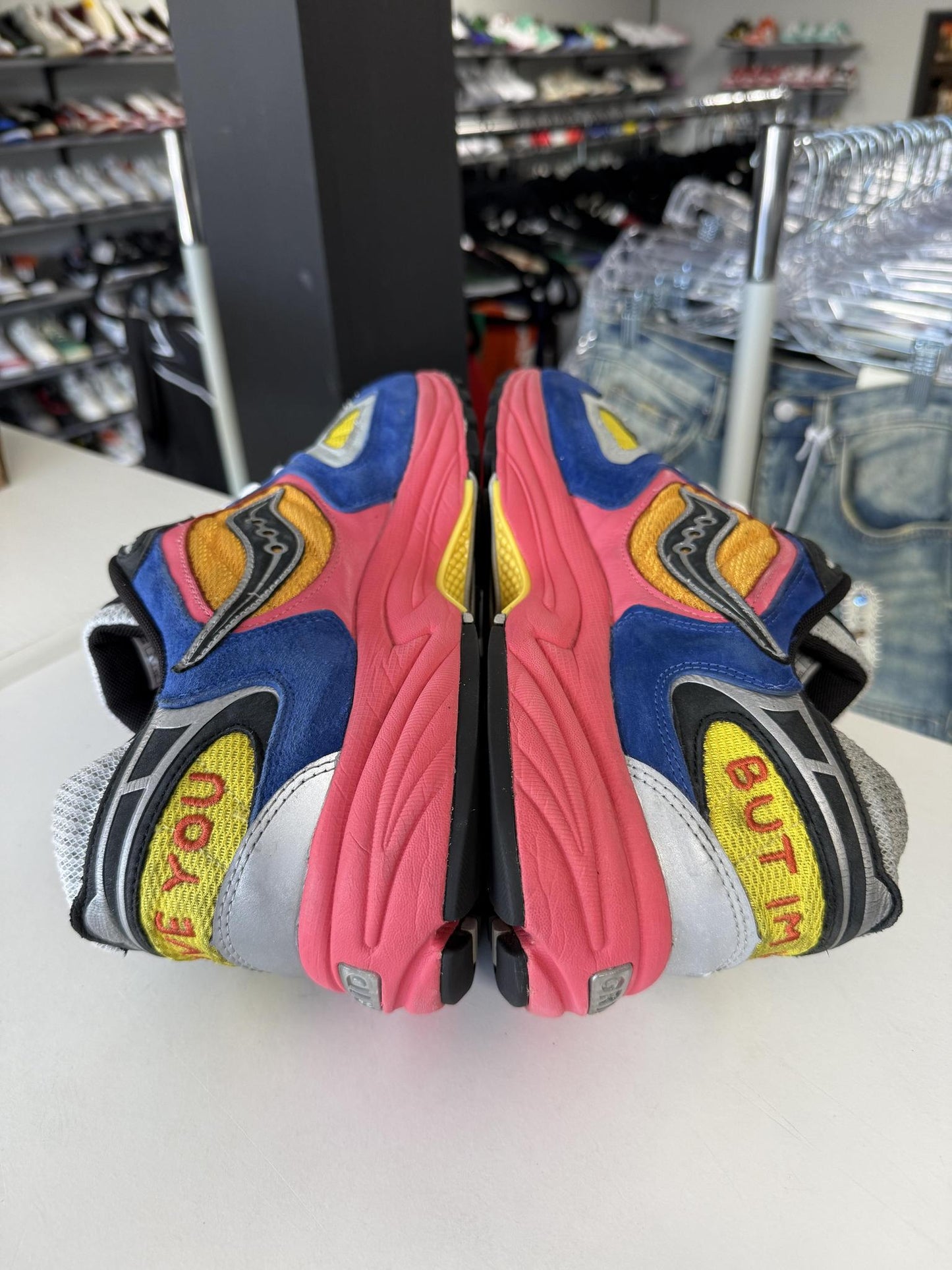 Saucony Grid Jazz 9 x Jae Tips "I Love You But Im Busy" Used Size 14