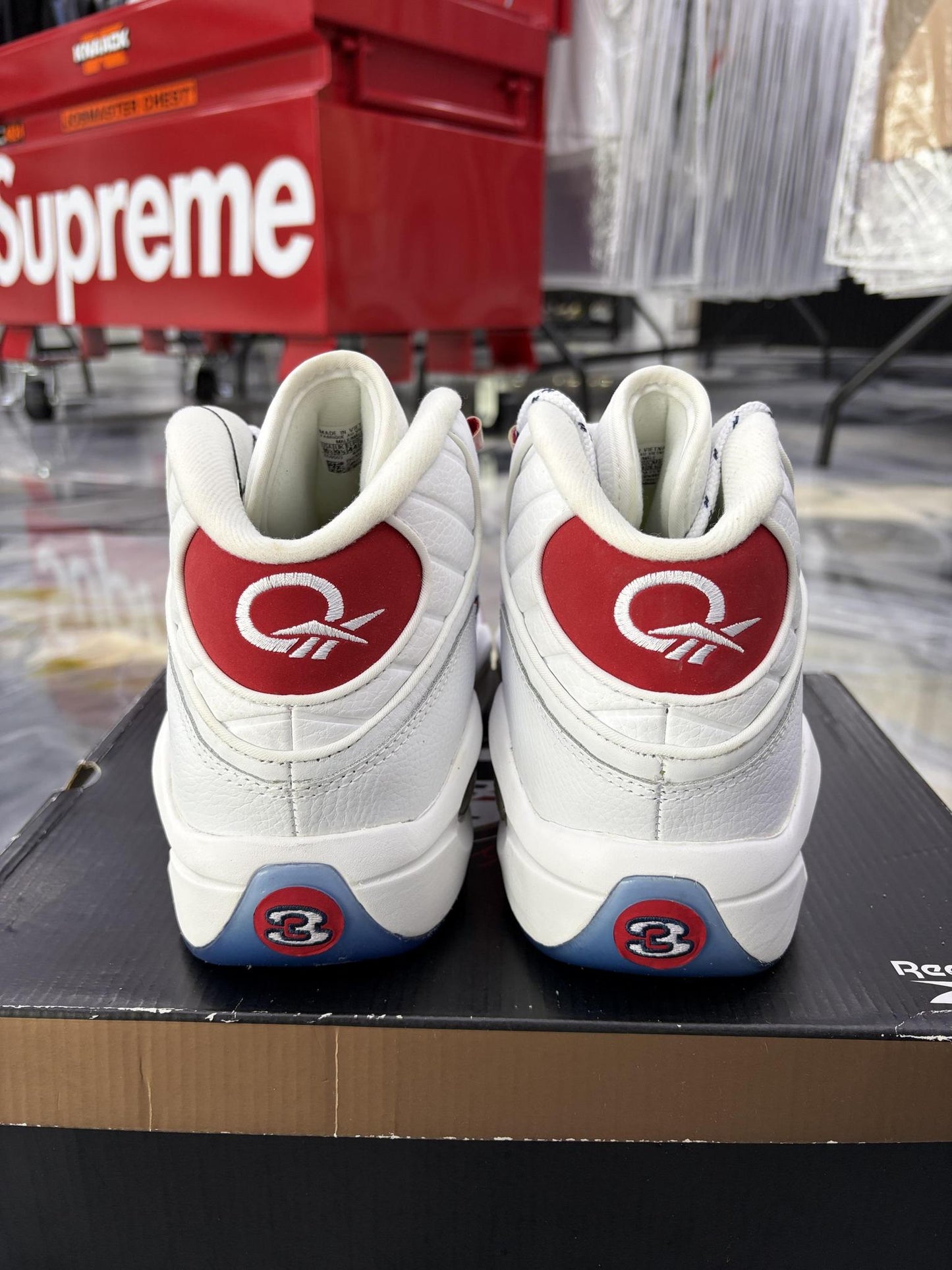 Reebok Question Mid "Red Toe" Used Size 10.5
