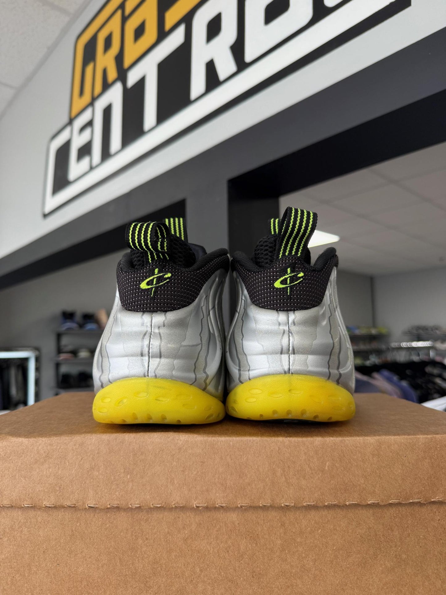 Nike Foamposite "Silver Volt Camo" Used Size 9