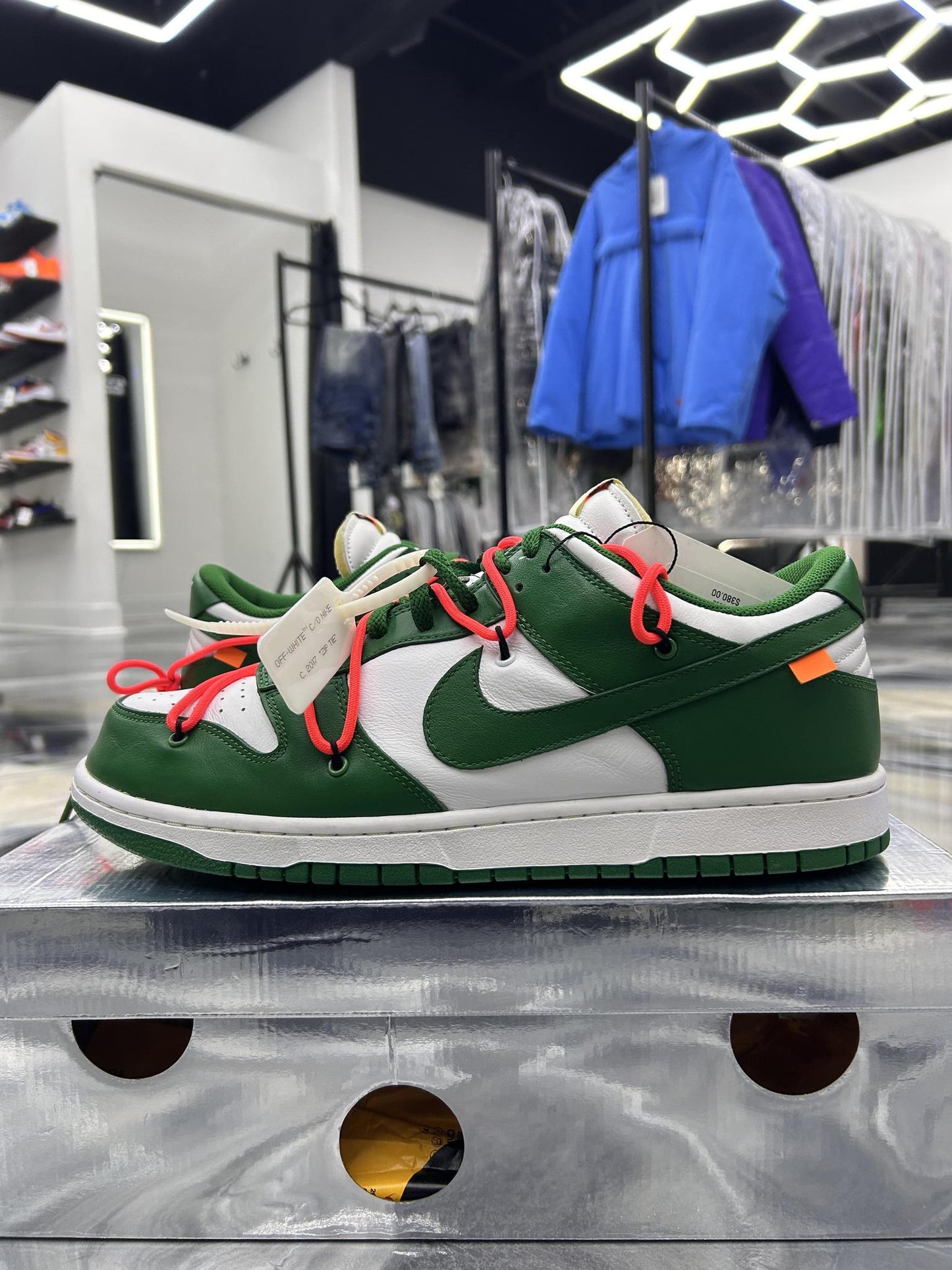 Nike Dunk Low Off White "Pine Green" Used Size 14