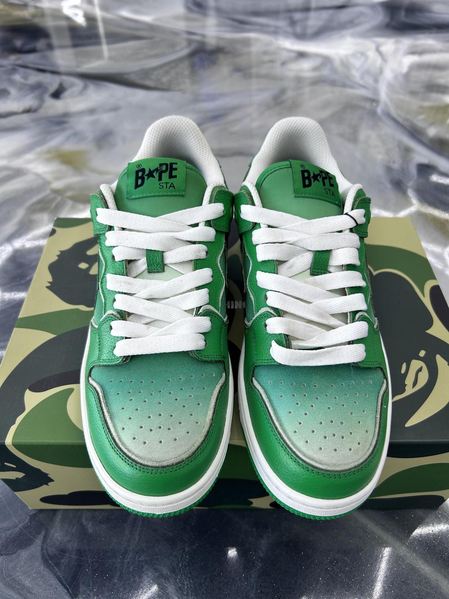 Bape SK8 "Green/White" Used Size 10