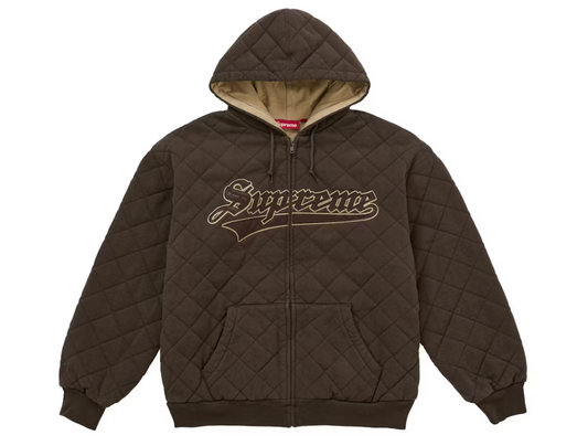 Supreme Quilted Zip Up Sweatshirt "Brown/Tan"
