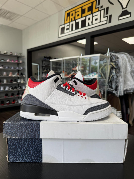 Jordan 3 "Denim Fire Red" Used Size 10