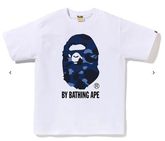 Bape Tee Big Ape Head Tee "White Navy"