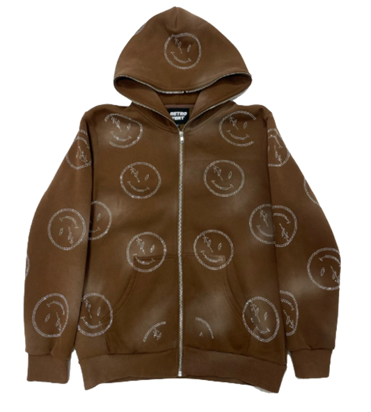 Retrovert Smiley Hoodie "Brown" Used