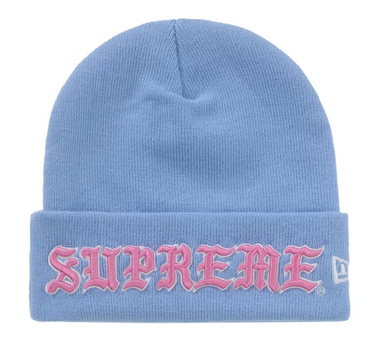 Supreme x New Era Old English Beanie "Light Blue"