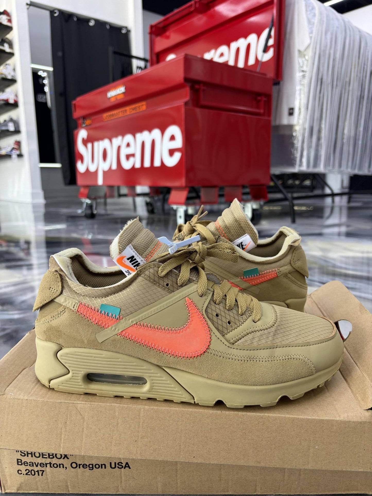 Nike Air Max 90 Off White "Desert Ore" Used Size 9