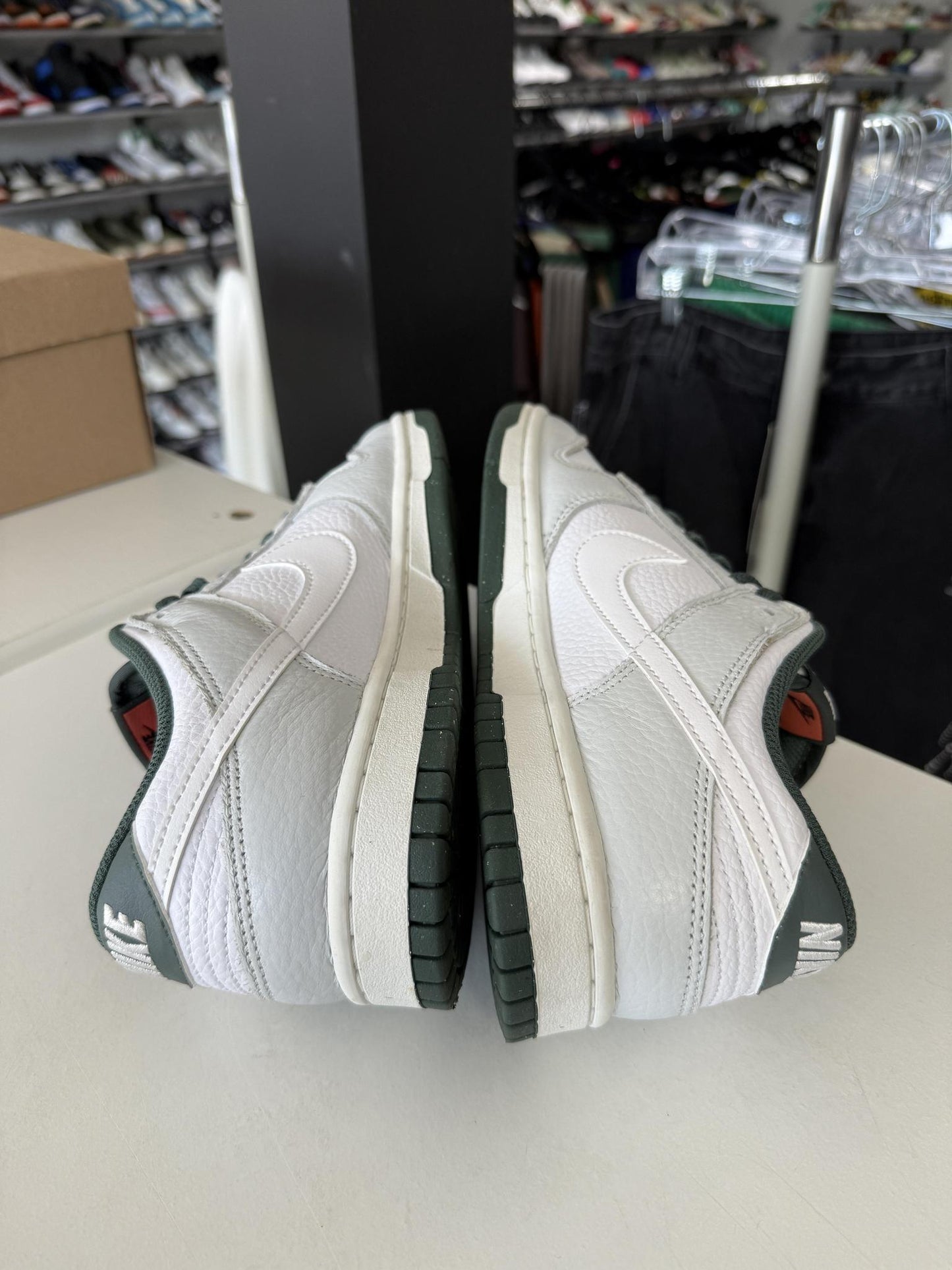 Nike Dunk Low "White Grey Green" Used Size 8.5