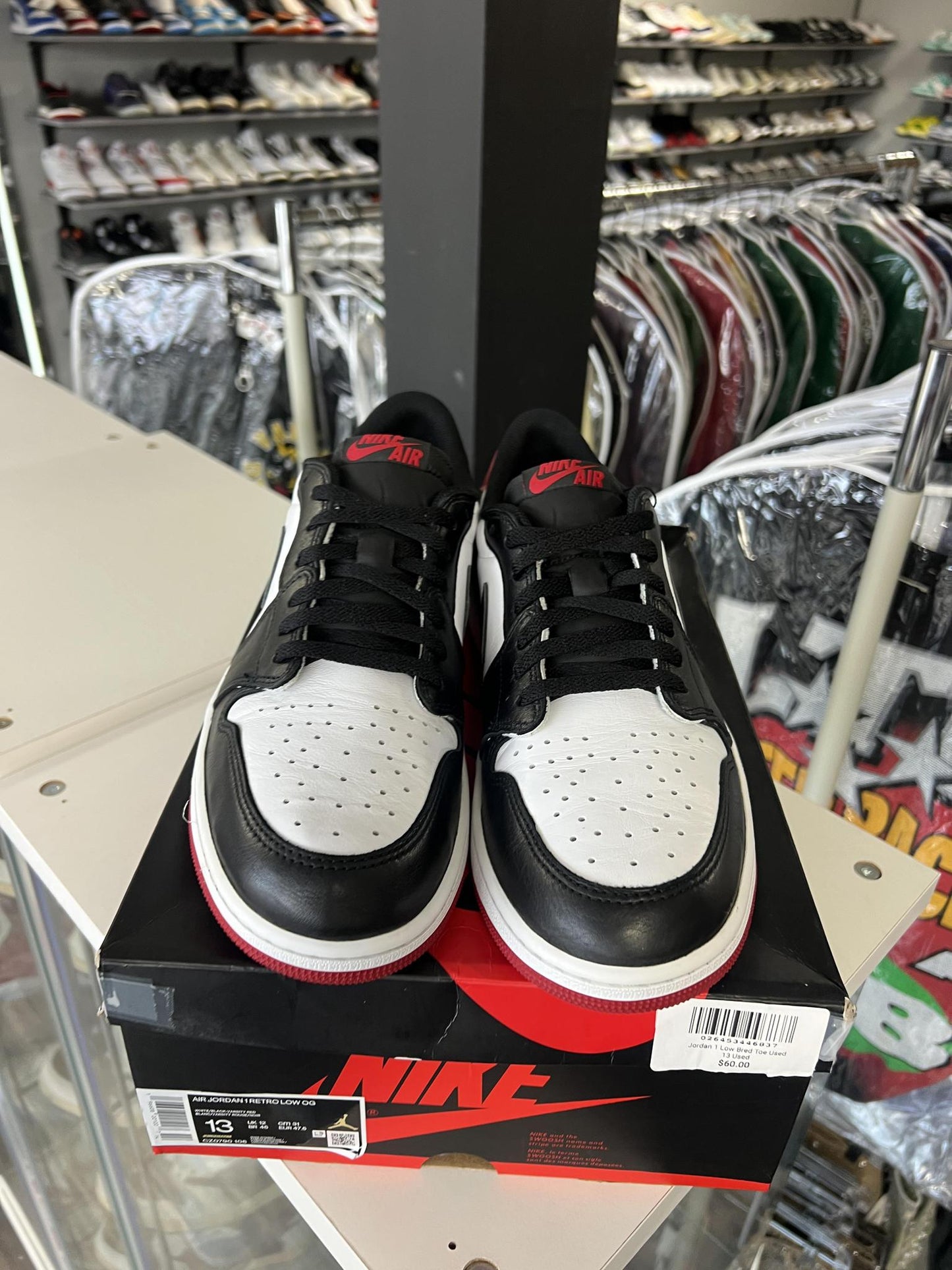 Jordan 1 Low Bred Toe Used Size 13