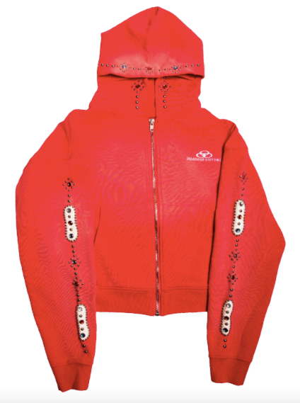 Japanese Sorrows Rhinestone Zip "Red"