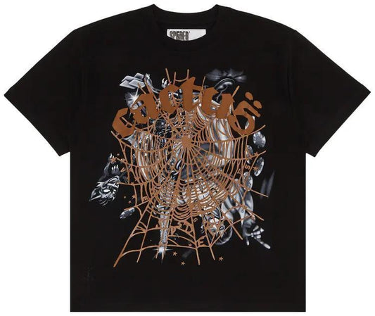 Sp5der X Cactus Jack Tee "Airbrush Black Brown"