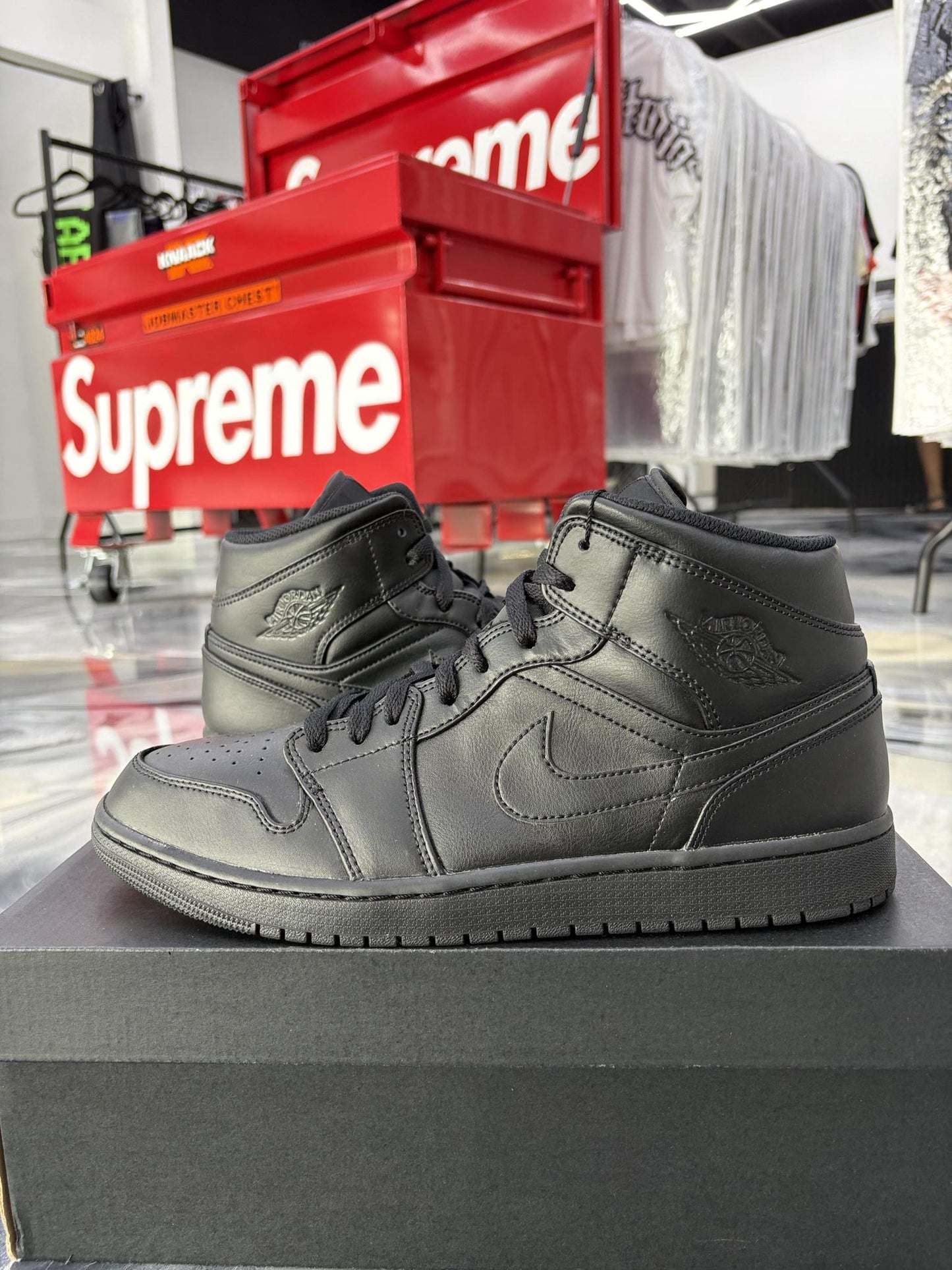 Jordan 1 Mid "Triple Black" Used Size 12