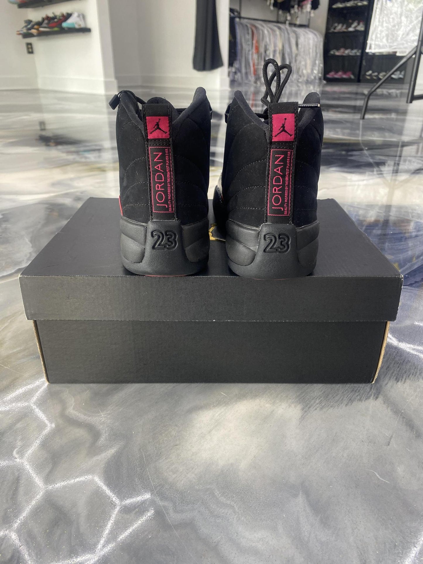 Jordan 12 "Black Pink Rush" Used Size 5Y/6.5W