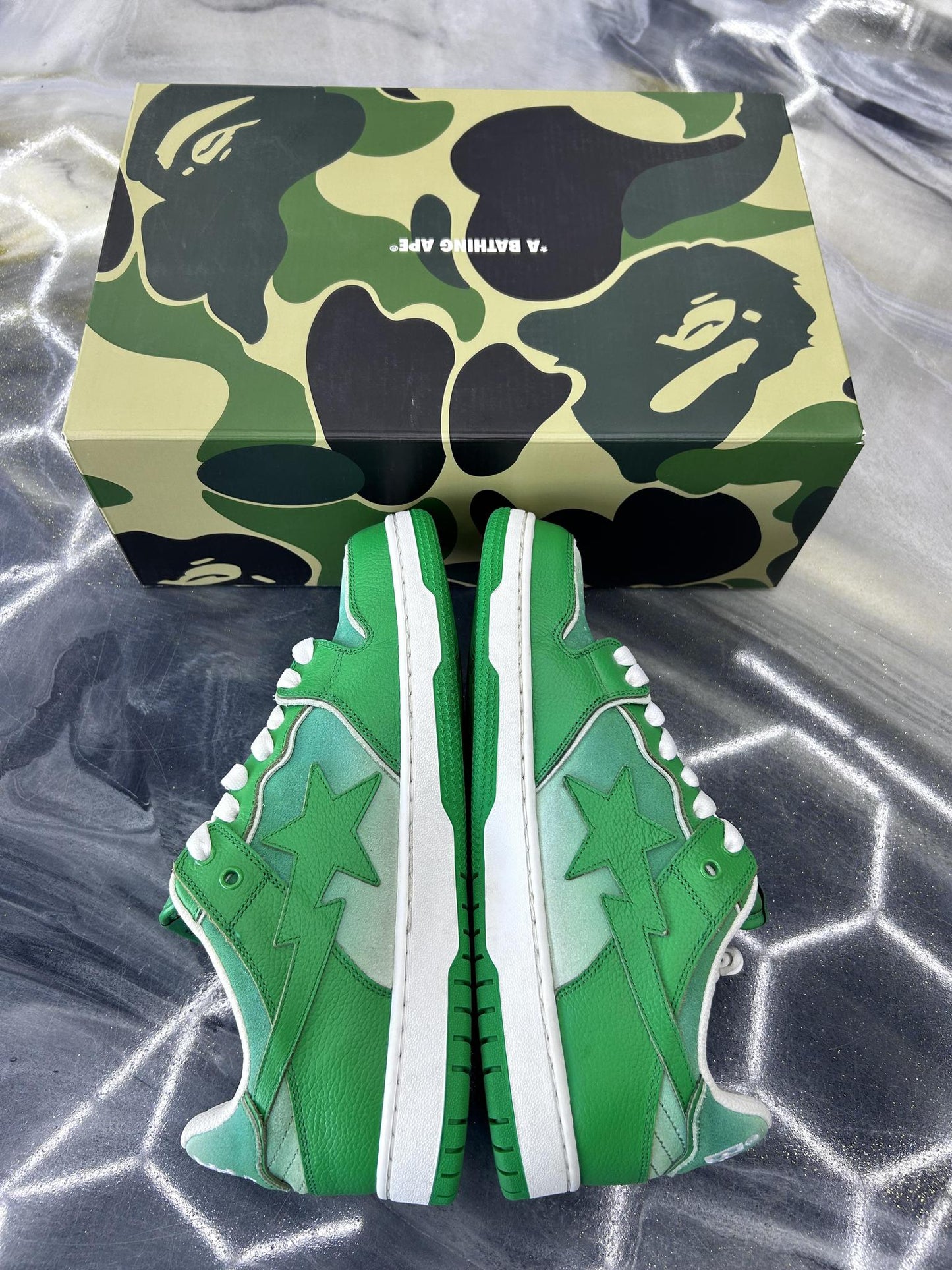 Bape SK8 "Green/White" Used Size 10